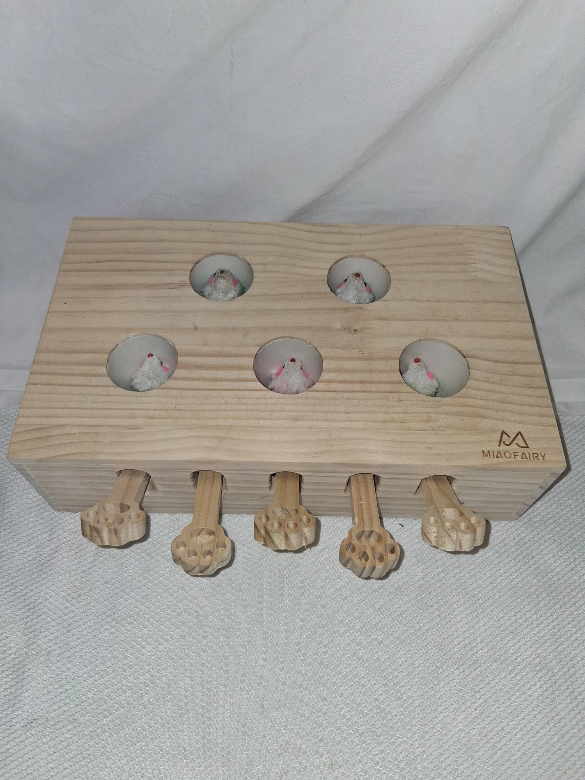 Interactive cat toy 5-hole mouse doll, cute educational hunting toy