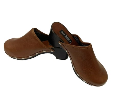 Mule Clogs Leather Brown Abbie Women Studded Platform Heels Size 5.5 BON BONITE - Picture 5 of 10