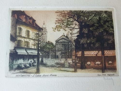 Estampado vintage ""Iglesia de San Pedro"" Montmartre Francia decoración artística colección de historia - Imagen 2 de 2
