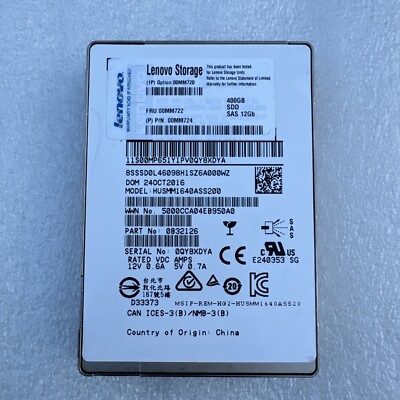 LENOVO 400GB 2.5'' 10DWD H/S SAS 12Gb SSD ( 00MM722 / 00MM720 ) 0B32126