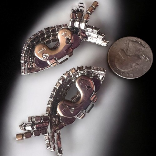 MUSI Rhinestone Dangle Shoe Clips Vintage Art Deco Sparkle - Picture 8 of 9