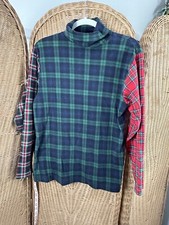 Vintage Eagle Eye Christmas Turtleneck Tri Plaid Large