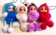 Lot of 4 Pom Pom Dolls For Phone, Purse, Backpack Charm Strap - NWOT  51 
