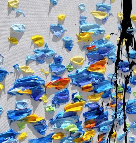 Tableau 40" Soleil & Mer, peinture à l'huile, peinture abstraite, couches épaisses, fait main - Photo 3/5