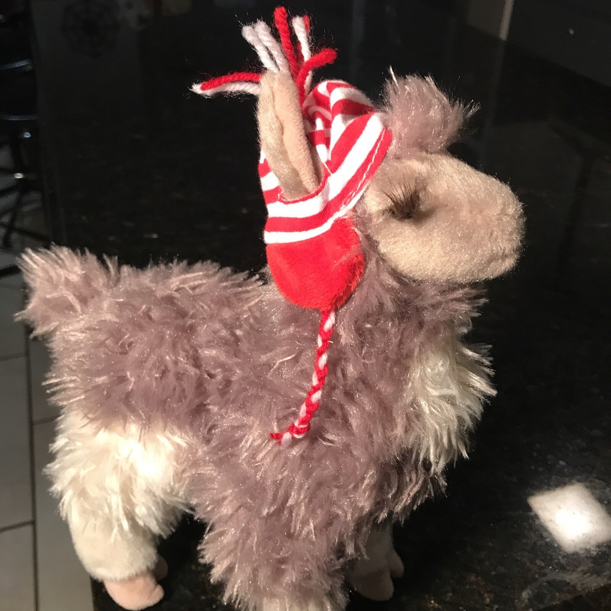 Douglas Toys Zephyr Llama with Ear Muff Hat, With tags