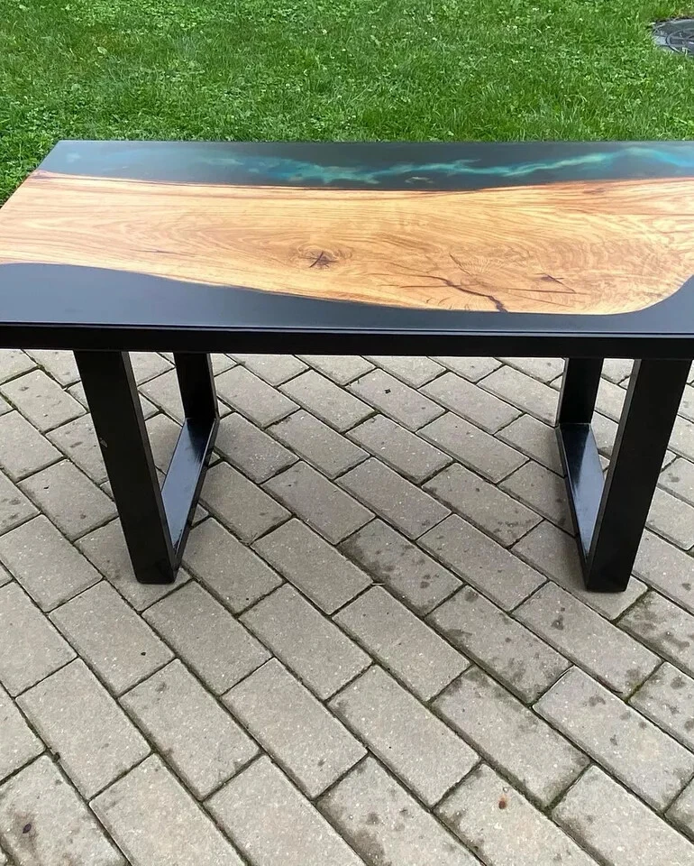 Resin River Walnut Epoxy Custom Dining Handmade Table Top Living Room Deco - Image 3 of 4
