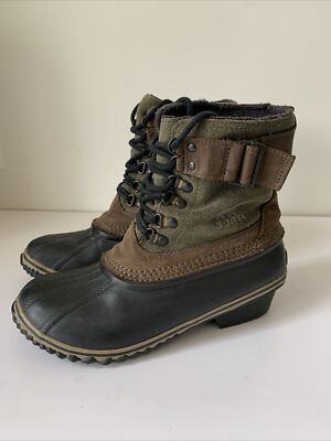 Sorel Boots Duck Winter Snow Waterproof  NL2125-213  Women s  7.5 Suede Green