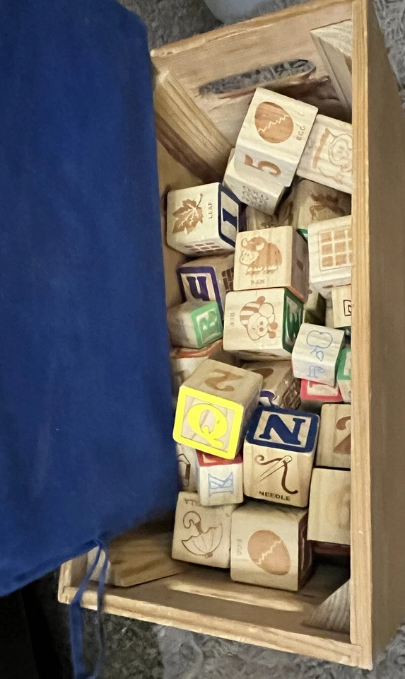 Big And Small Wooden Alphabet Blocks Wood Case Good for Ages 19 Months Plus - Image 4 of 4