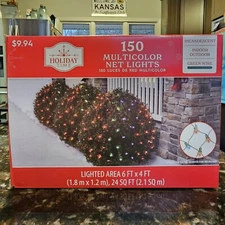 Holiday Time 150 MULTICOLOR Net Lights Green Wire Christmas Outdoor 6x4 Feet New