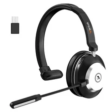 Wantek Wireless Earpiece with Microphone USB Dongle HD Voice Bluetooth Headset