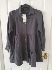 Zara Layed Grey  Oversized Shift  Shirt Dress Size XS