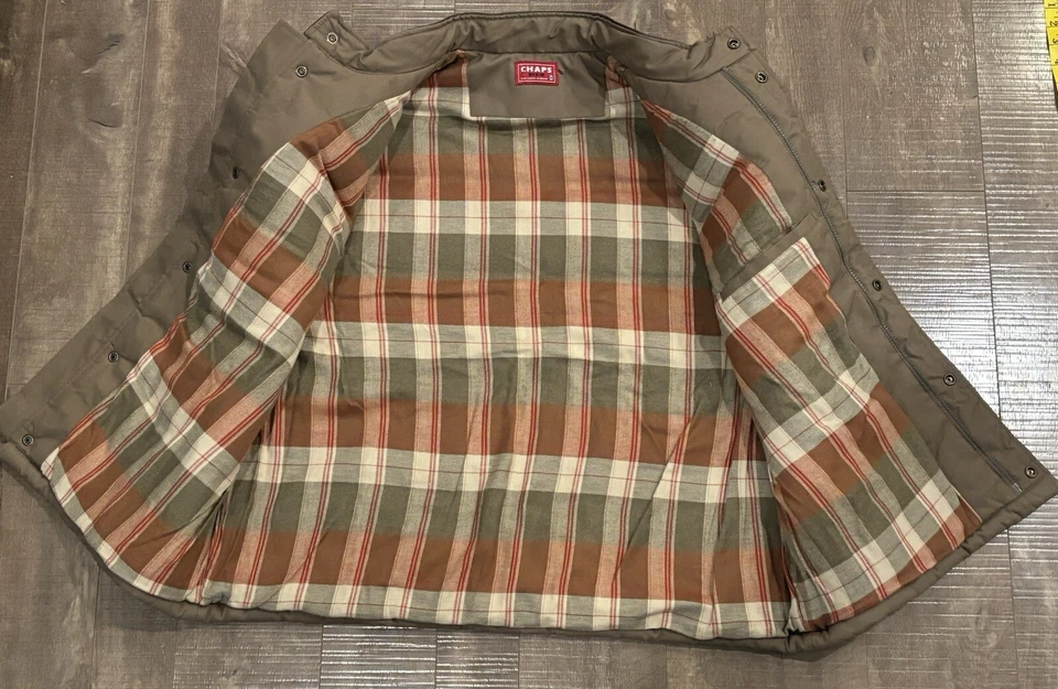 Vintage Men’s Chaps Woodsman Rancher Style Plaid Lined Vest Size Large D4 - Image 3 of 4