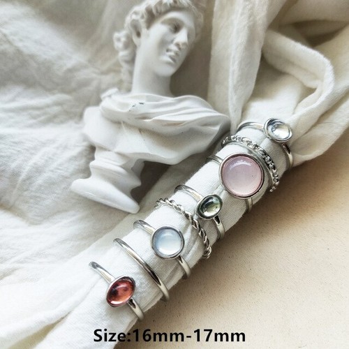 Set 8x Anillos De Moda Metálico Con Piedra Colorida Para Mujer Y Niña Oro Plata - Foto 14 di 30