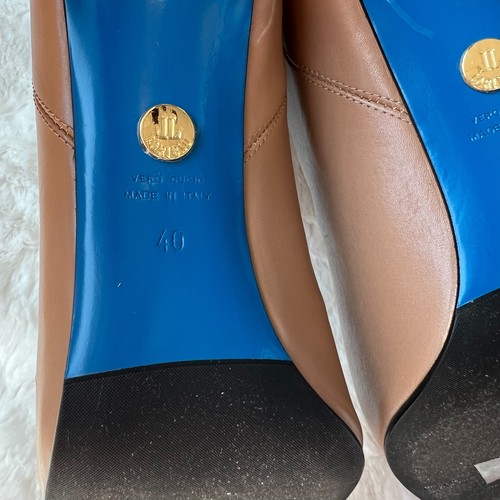 $725 40EU Loriblu Hecho en Italia Beige Taupe Botas Hasta la Rodilla Tacón Alto Punta Punta Punta - Imagen 10 de 14