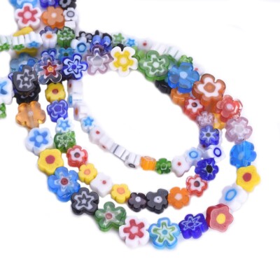 4mm 6mm 8mm Handmade Flower Shape Millefiori Glass Beads For Jewelry Making