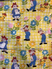 VINTAGE RAGGEDY ANN/ANDY YELLOW/WHITE CHECK COTTON FABRIC - 1978 -BTHY-18"X44"