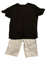Girls Shirt  Shorts Set- Shirt Black 10-12- Shorts Light Blue 12