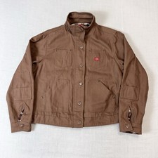Dickies Flannel Lined Barn Coat Field Jacket Womens Crop Xl Trucker Buckle Back