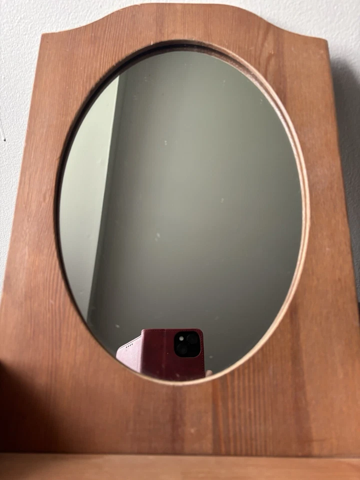 Vintage Ikea Diktad Mirror 1999y Table Mirror with Wood Shelf 7"x 10" x13.5" GUC - Image 2 of 4