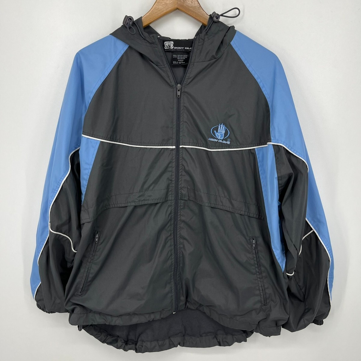 Body Glove Windbreaker Jacket Men's Size M Gray Blue Full Zip