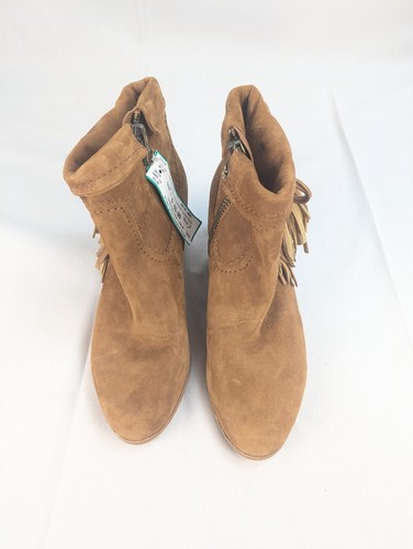 Sam Edelman Women's Louie Ankle Fringe Boot Brown Suede US 9
