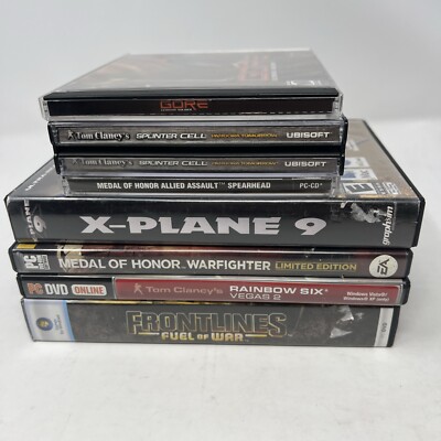 Lot Of  7 Vintage PC CD-ROM Games Frat Lines, Rainbow Six Vegas 2, X-Plane, Etc