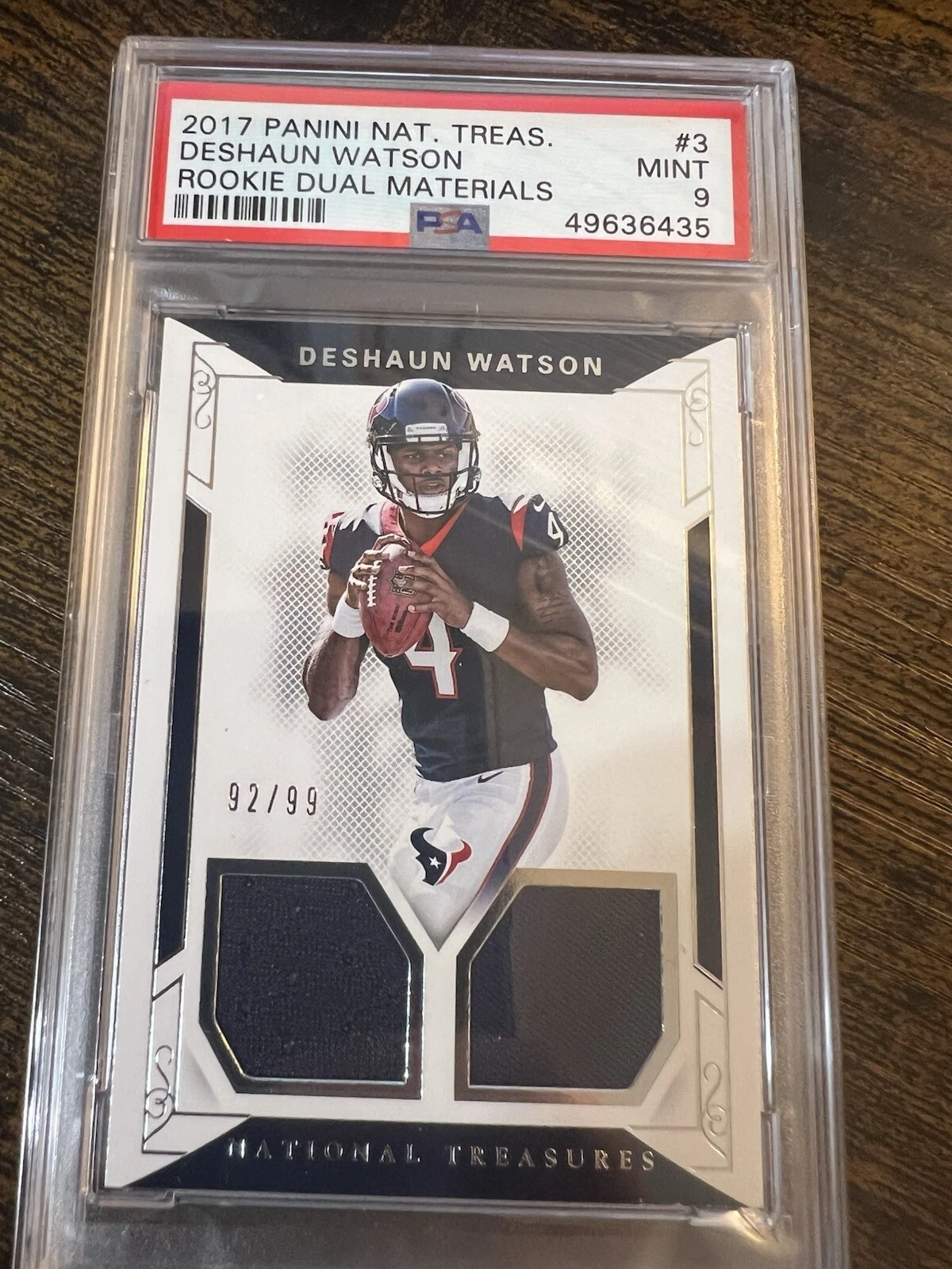 Deshaun Watson Panini National Treasures Rookie Dual Materials #3 Base