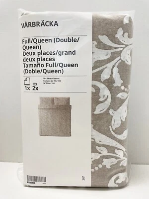 Ikea VARBRACKA Full/Queen Duvet cover and pillowcases beige/white - NEW