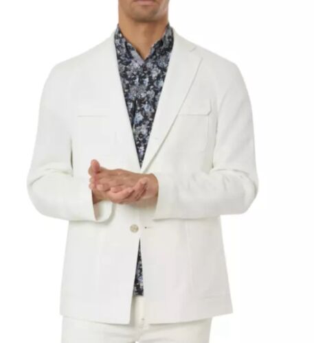 NEW Tallia Men's White Slim Fit Textured Sport Coat Jacket White Size 46L NWT