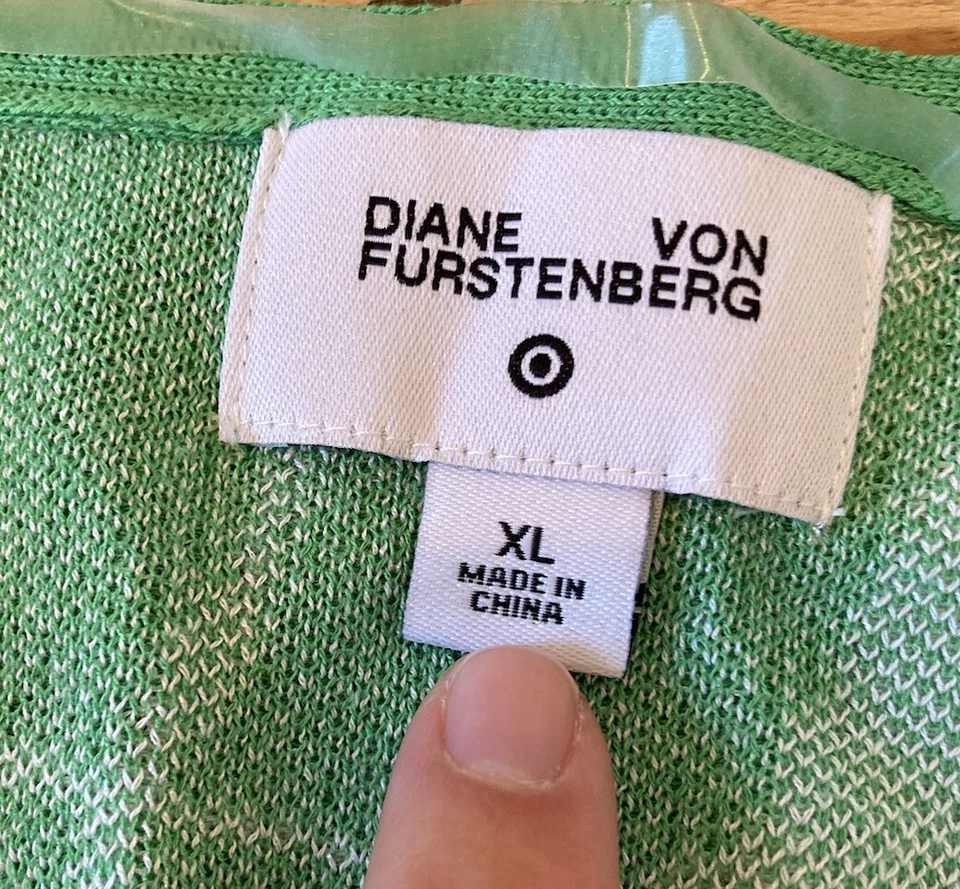 Cárdigan envolvente para mujer Diane Von Furstenberg talla XL verde Q9 Foto 3 de 4