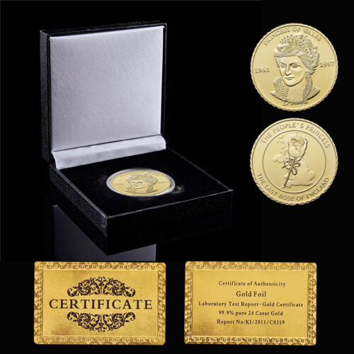 Monedas simbólicas antiguas de oro de la princesa Diana británica de colección desafío personalizado  - Imagen 1 de 9