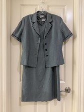 vtg kasper women grey 2- piece dress suits size 10