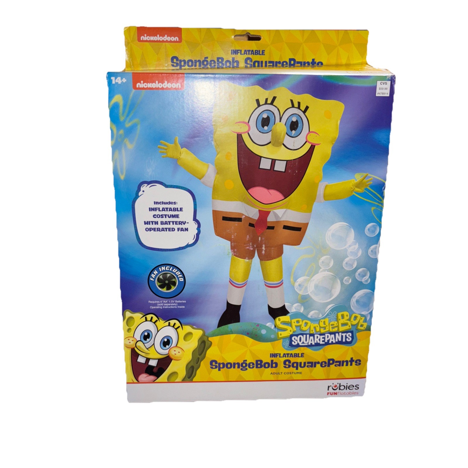 Halloween Adulto Bob Esponja Pantalones Cuadrados Disfraz Inflable Con VENTILADOR OSFM