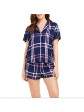 JENNI INTIMATES Intimates Navy Plaid Sleep Shorts N/A Does Not Apply