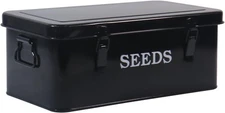 Seed Saving Box, Metal Bin, Storage Organizer, Packet Black 