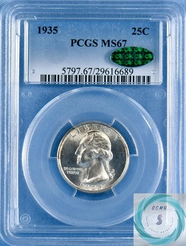 1935 Washington Quarter PCGS MS67 w/CAC - Superb Gem Frosted Beauty!