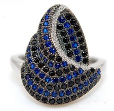 3CT Treated Blue Sapphire 925 Solid Sterling Silver Ring Jewelry Sz 6,7,8 ZB7