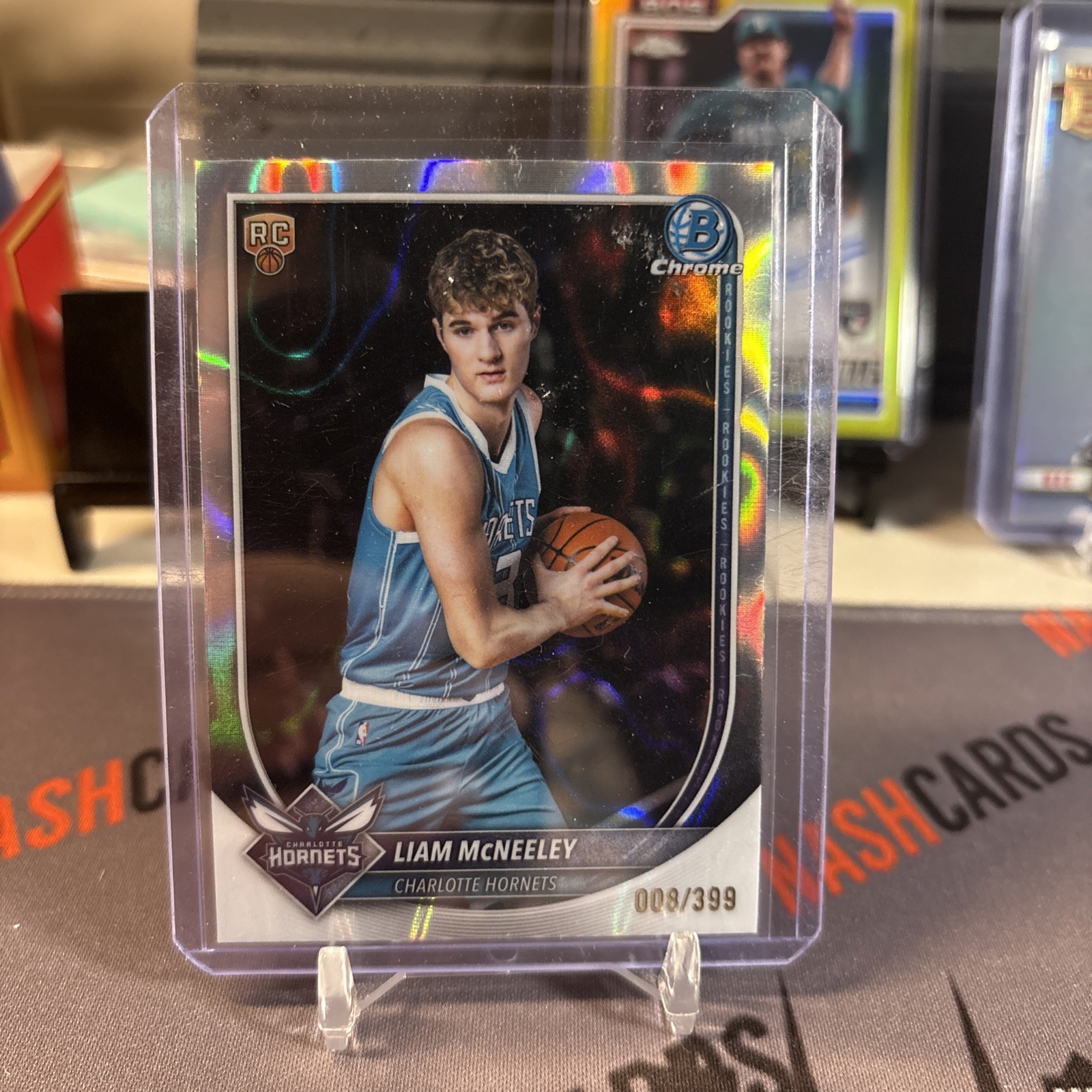 2025-26 Bowman Chrome Liam McNeeley Lava Raywave Refractor RC /399 Hornets