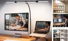 LED Desk Lamp for Office Home, 3 Head Adjustable Computer Monitor light Black