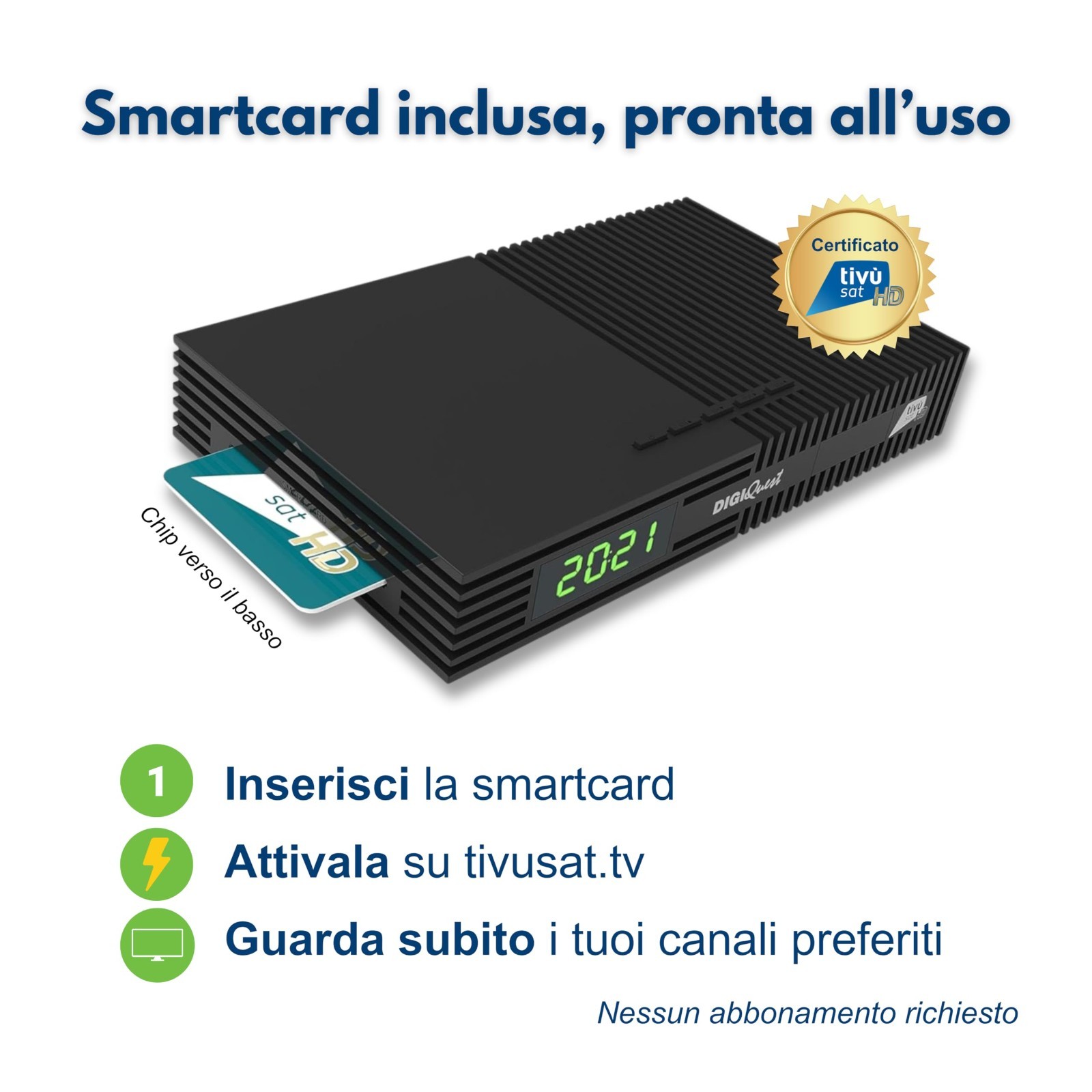 Digiquest Tivùsat Ti9 1080p Decoder con 2 Telecomando ( Normale + semplificato)