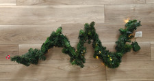 Pre-Lit Artificial Pine Christmas Garland Warm White LED Battery Timer Green
