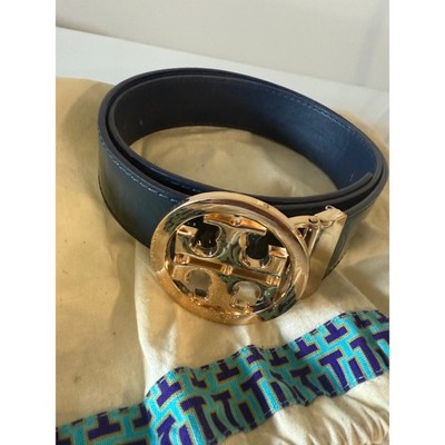 tory burch women classic monogram logo dark blue belt 1.5 Width 46/115 1.5 main image 4