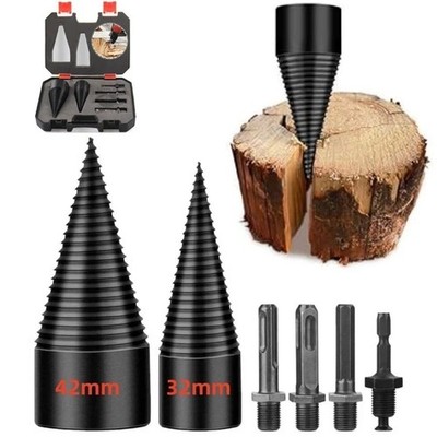 6x Wood Splitter High Speed Twist Firewood Drill Bit Screw Splitting Cone Driver