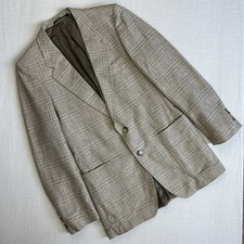 Vtg 80s Yves Saint Laurent Prince of Wales Pattern Tweed Blazer Jacket Men 36