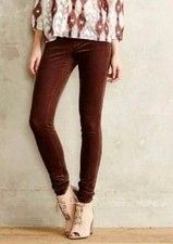 Anthropologie Pilcro and Letterpress Women Serif Velvet Skinny Pants Brown Sz 30