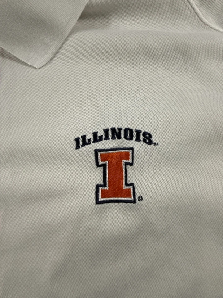 Camisa Polo Illinois Illini Azul Marino Blanco Para Hombre Talla 2XL Logo Bordado NCAA Foto 2 de 4