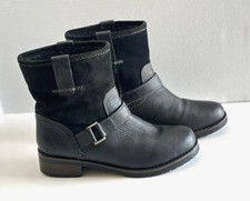 Botas al tobillo WRANGLER para mujer 7,5 con correa de cuero negras forradas para motociclista
