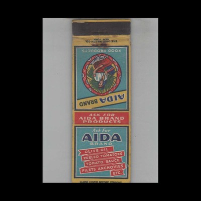 Matchbook Cover Aida Brand Olive Oil Peeled Tomatoes Tomato Sauce