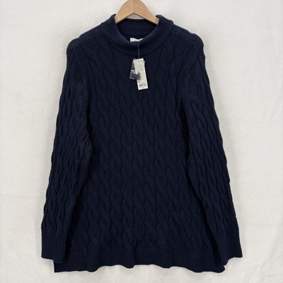 Croft & Barrow Sweater Womens 2X Blue Cable Knit Mock Neck Pullover NWT Plus