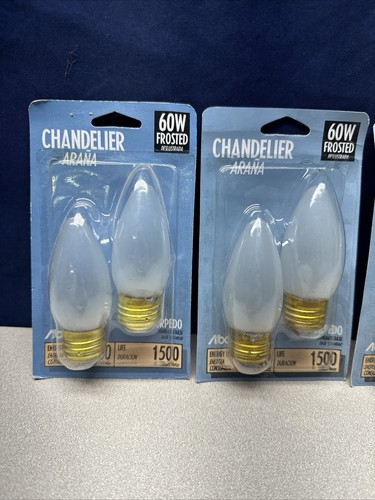 8 Vintage Abco 60W Chandelier Standard Base Bulbs Frosted - Picture 2 of 5